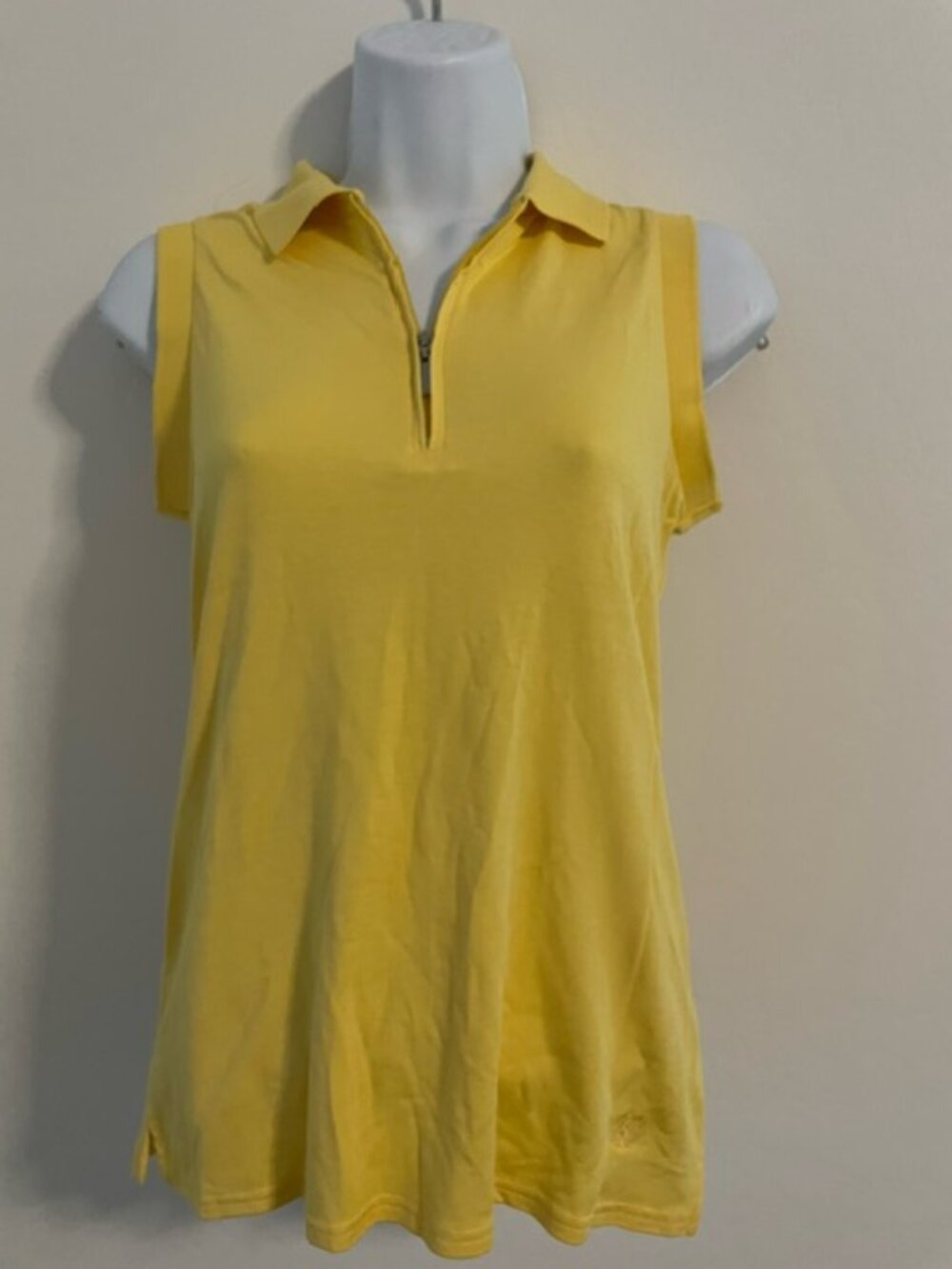 BUGATCHI  Golf Polo Sleeveless Shirt Egyptian Cotton yellow XS collar/zip